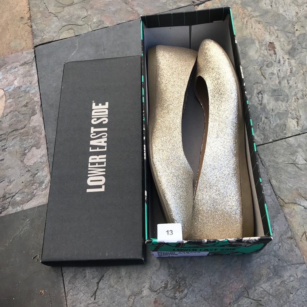 Lower East Side 13 Clinton gold glitter flats